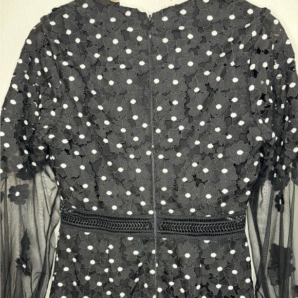 SELF-PORTRAIT Black Daisy Dot Lace Jumpsuit size 6 - Picture 9 of 14